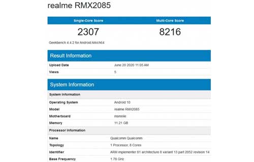 Realme X3 โผล่ทดสอบประสิทธิภาพบน Geekbench มาพร้อม RAM ขนาด 12GB