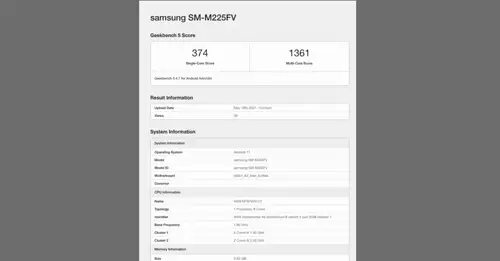 Samsung Galaxy M22 โผล่ทดสอบบน Geekbench มาพร้อมชิปเซ็ต Helio G80 , RAM 4GB และรับบน Android 11
