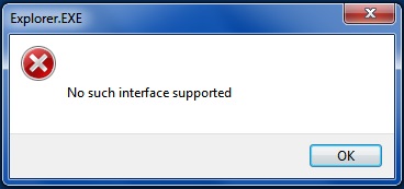 แก้ Error no such interface supported ของ Windows 7