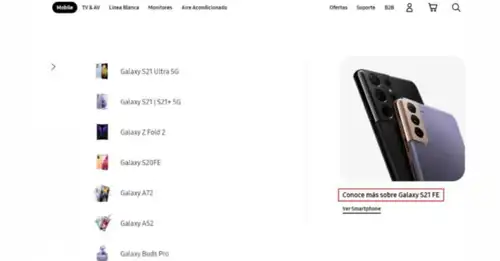 Samsung เผลอหลุดชื่อรุ่น Samsung Galaxy S21 FE บนเว็บไซต์ทางการของ Samsung Mexico
