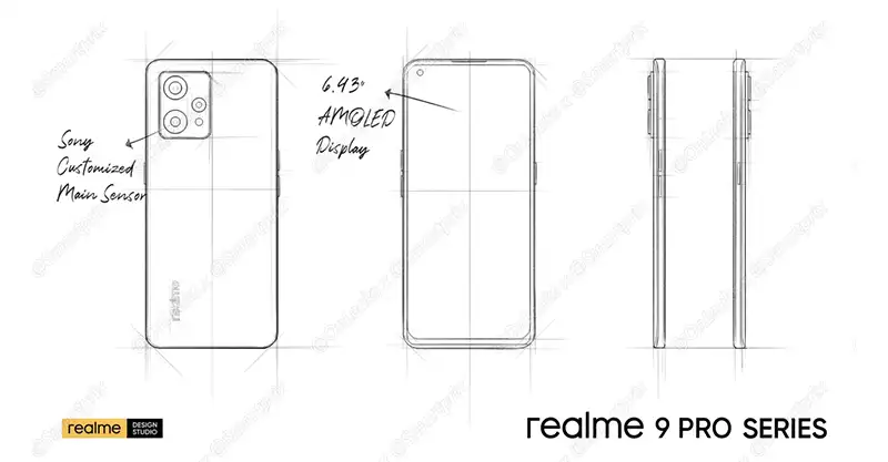 หลุด!! ภาพร่างของสมาร์ทโฟน Realme 9 Pro โชว์ให้เห็นดีไซน์ตัวเครื่อง มาพร้อมหน้าจอ AMOLED และกล้องหลักเซ็นเซอร์ Sony